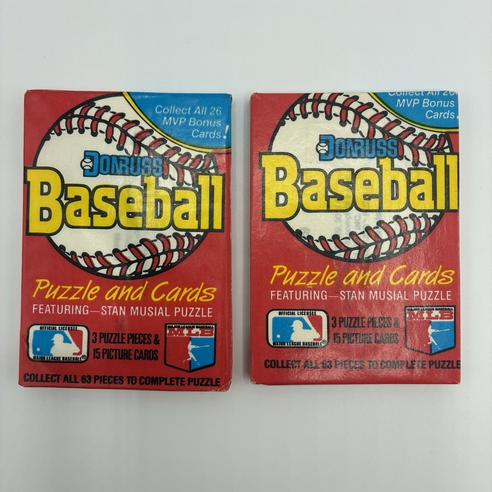 Lot of 2 1988 Donruss Baseball Pack Sealed Wax Stan Musial Puzzle MVP BonusCards